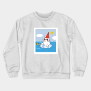 White Cat’s postcards: relax on the waves Crewneck Sweatshirt